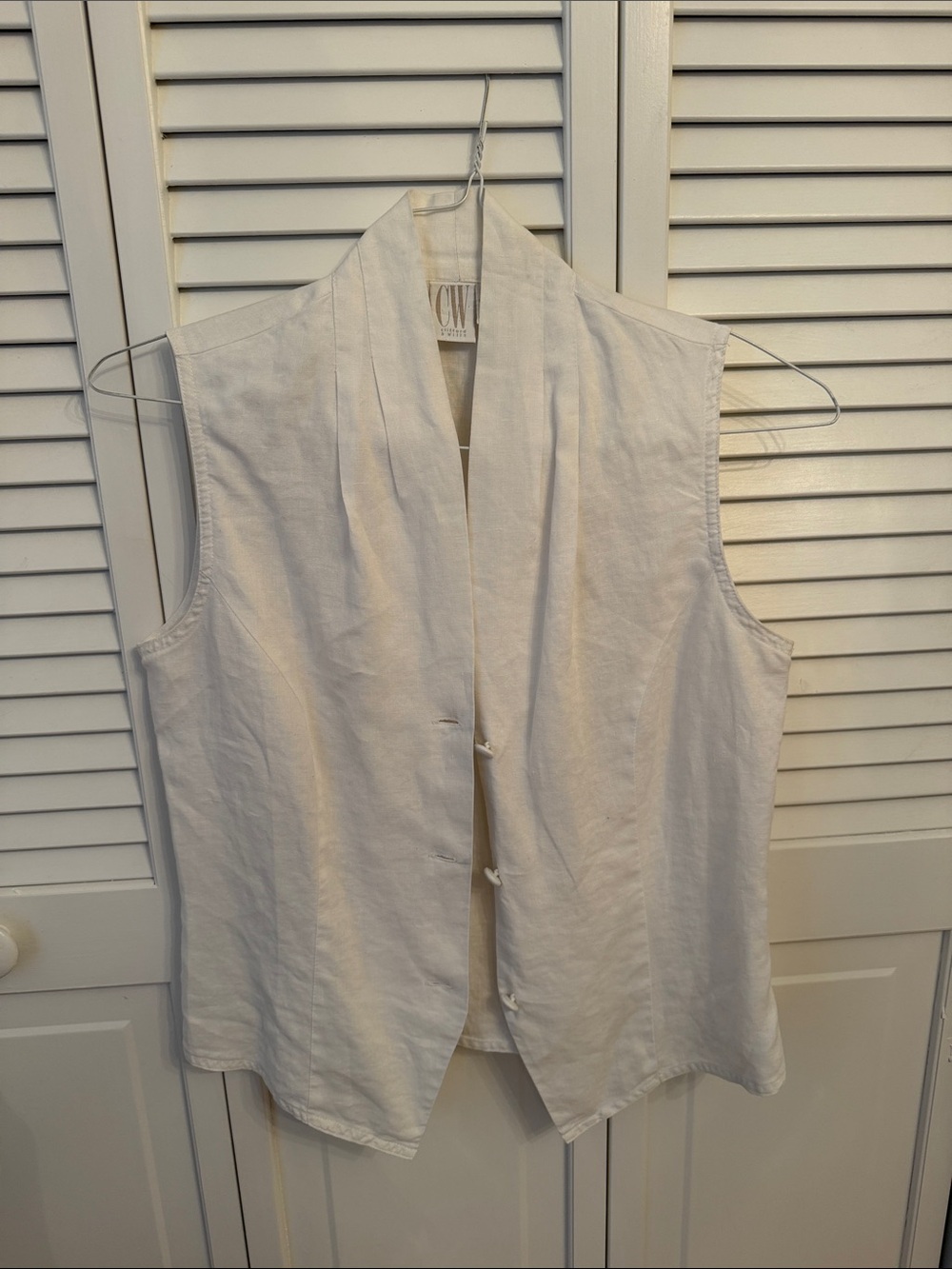 Vintage White Sleeveless Linen Vest